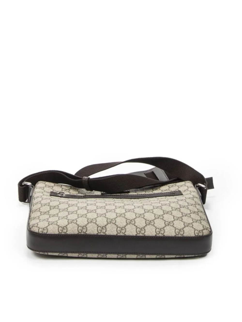 Gucci Square Zip Messenger Beige Dark Brown Supreme Canvas